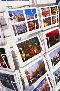 Postcards in a rack --- Image by © Royalty-Free/Corbis